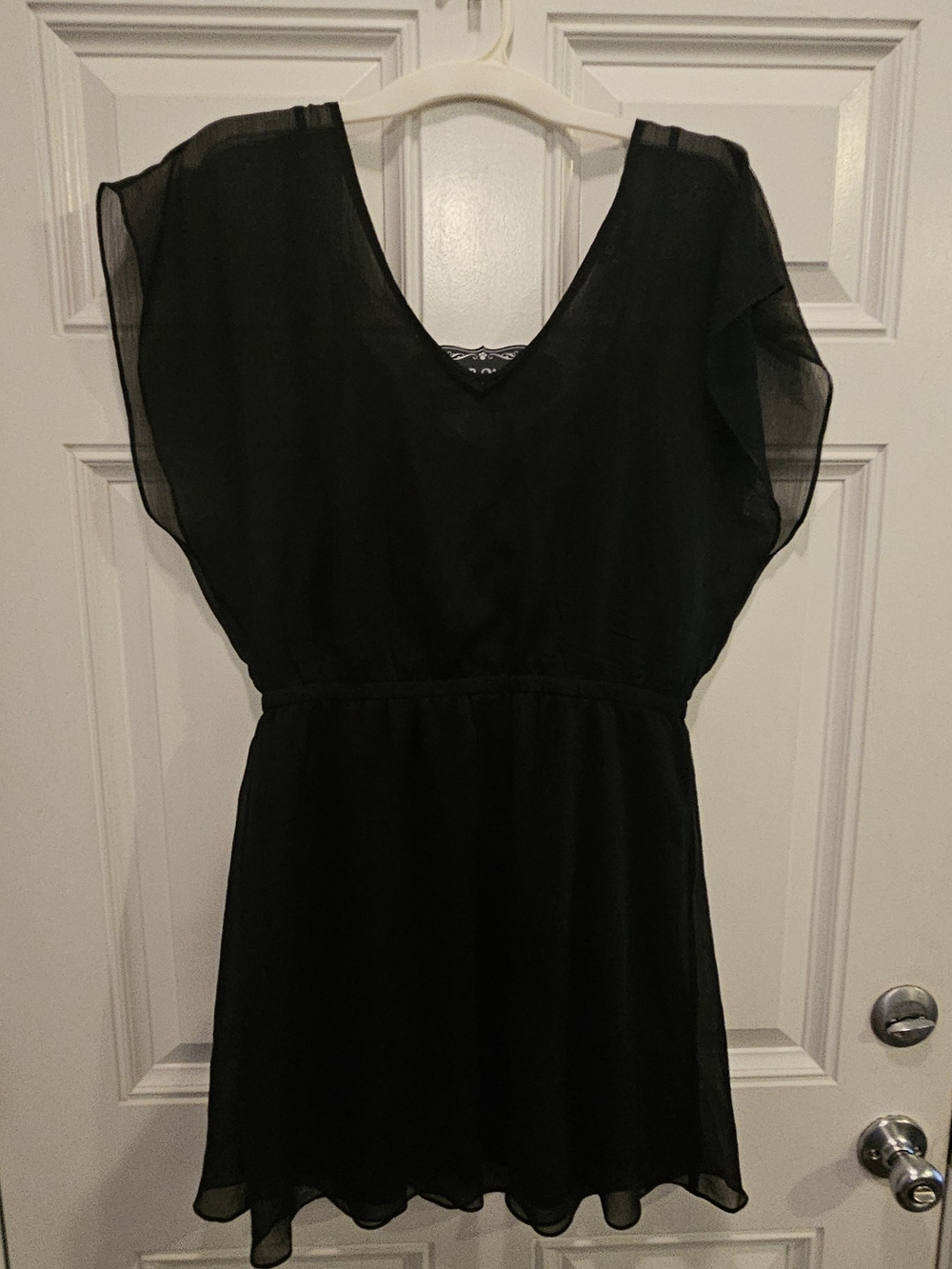Express Black Chiffon V-Neck Mini Dress